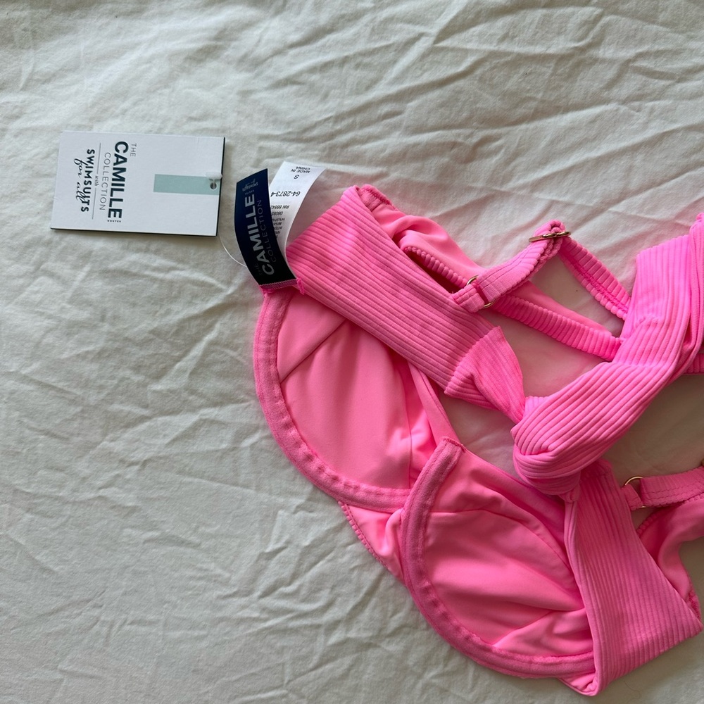 Pink Ribbed Bikini Set NWT - Picture 4 of 7